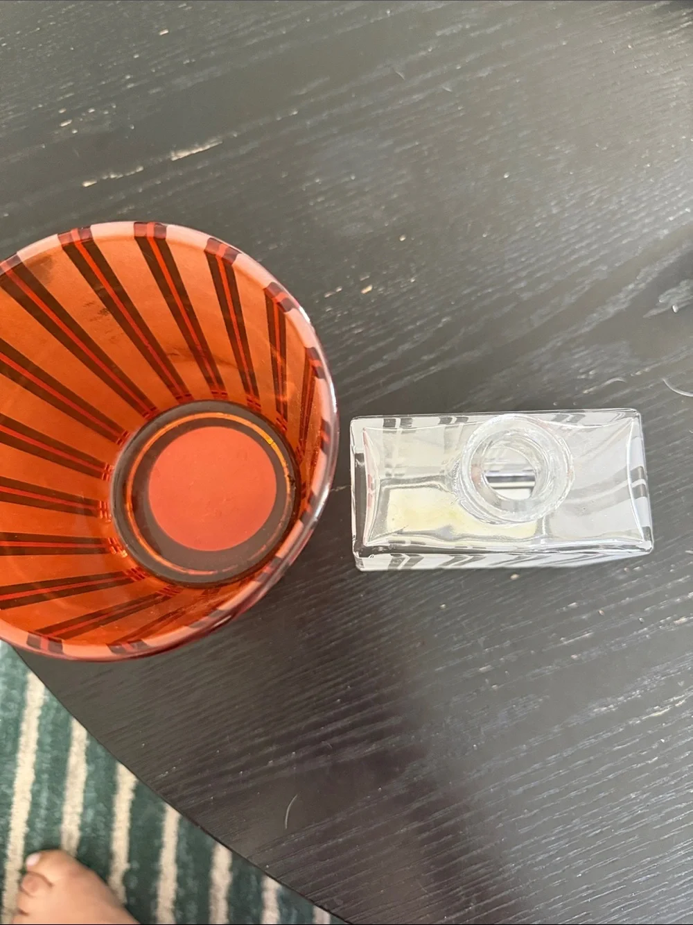 NEST Fragrances Clear Glass Reed Bottle and Orange Striped Glass Votive